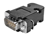 Zástrčka RS232 D-SUB 9P, spájkovaná, priskrutkovaný kryt, čierna