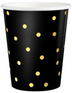 Čierne papierové poháre so zlatými bodkami 220ml 6 ks.