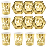 Sada šálok a tanierov 60 Birthdays Gold 12 ks