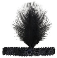 Čelenka s pierkom Čierna párty Charlestone Charleston 20. roky 30. roky 40. roky Retro