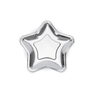 Papierové taniere STAR, strieborné, chrómové, 6. narodeniny