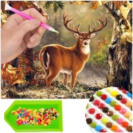 5D PICTURE Diamantové vyšívanie DEER Diamantové maľovanie Diamantový rezací papier