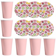 Sada šálok a tanierov Pink Fruits Summer 12 ks