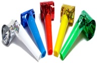 Píšťaly trúbky Roll Up Colorful Holographic Mix Narodeninový karneval 6ks.