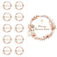 Nálepky na sväté prijímanie Dekorácia na sväté prijímanie Boho listy Kalich IHS 28mm 10ks