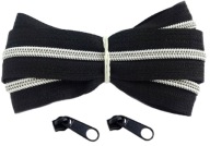 Špirálový zips 5 mm zips ČIERNO STRIEBORNÝ 1 meter + 2 zipsy