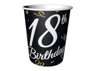 Poháre, B&C 18 Birthday, 200 ml, 6 ks [papier, narodeniny, párty].
