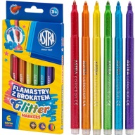 Fixky Astra Glitter, okrúhle fixky, 6 farieb