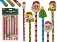 Vianočné ceruzky s gumami Vianočné 6 kusov Vianočný stromček Santa Claus Snehuliak