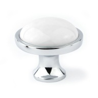 GAN CHROME + BIELY PORCELÁN nábytkový gombík