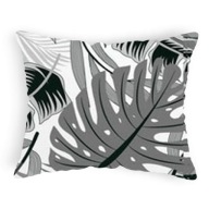 Bavlnená obliečka na vankúš 40x60 cm, sivá monstera listy