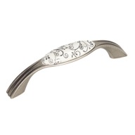 Nábytková úchytka UP17 patinovaný nikel + biely porcelán WHT-12 96mm