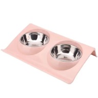 Double Bowl Miska pre psy a mačky 2 ks ružová