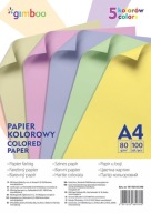 Farebný papier A4 100 listov 80g/m2 5 pastelov