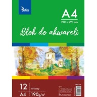Akvarelový blok na vodové farby A4, 12 listov, 190g TETIS
