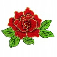 Nášivka 3D FLOWER RED ruže so zlatým lemom