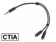 Adaptér CTIA JACK 3,5/4P/zástrčka-2xJACK 3,5/3P/VITALCO zásuvka 0,2m