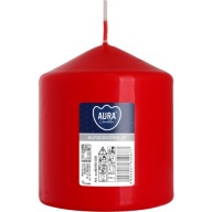 ČERVENÁ valcová sviečka, neparfumovaná, SVIEČKA PARAFÍNOVÁ 9CM 38H 320G