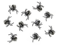 PLASTOVÉ PAVÚKY ČIERNE HALLOWEENSKÉ DEKORÁCIE PÁRTY PAVÚKY 10ks