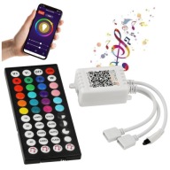 RGB OVLÁDAČ PRE LED pásik + Bluetooth aplikácia pre hudobný telefón 2 vstupy