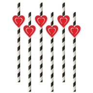 Slamky pruhované SRDCE červené VALENTÍN zaľúbenci 6