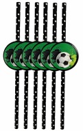 Jednorazové futbalové slamky, papierové tuby, sada 6 ks, čierne