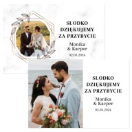 NÁLEPKY NA KRABICE NA TORTY SVADOBNÉ ĎAKUJEME HOSTOM x45 s fotkou