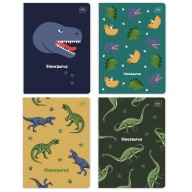4 X ZÁPISNÍK A5, 16 STR., mriežka, VÝTLAČ DINOSAUROV