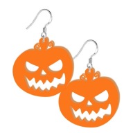 Oranžové TEKVICOVÉ NÁUŠNICE zlý HALLOWEEN s tvárou