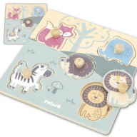VIGA PolarB Drevené puzzle zvieratká so špendlíkmi ZOO BLOCKS PolarB