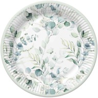 Papierové taniere EUKALIPTUS Listy Birthday Communion Boho 23cm 8 ks.