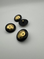 Čierny plastový gombík, zlatý stred 22mm
