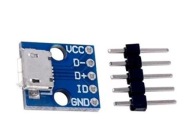 Micro USB 5pinová zásuvka rozhrania prispájkovaná k PCB + Goldpin ARDUINO