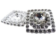 25mm Ozdobné gombíky 1ks STRIEBORNÉ zirkóny SILVER OZ52 17288