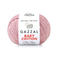Gazzal Baby Cotton priadza 3444 - 50g - špinavo ružová