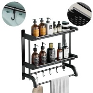 ZÁVESNÁ KÚPEĽŇOVÁ POLICA LOFT BEZ VŔTANIA 60CM 3 ÚROVNE HÁKY K RÚČIACH