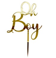 Oh Boy Cake Topper k narodeniu chlapčeka Golden Plexi Mirror