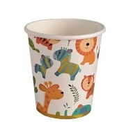Papierové poháre, poháre pre zvieratká zo zoo, 18 cm, 6 ks, ročné narodeniny, lev