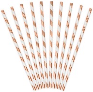 Pruhované papierové slamky Rose Gold, 10 kusov