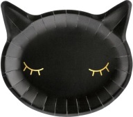 CAT čierne papierové taniere 22 cm 6 ks pre CAT Black mačiatko Halloween