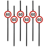 Párty slamky 60th BIRTHDAY Traffic Birthday 6 ks