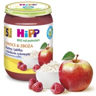 HiPP Maliny a jablká s bio ryžovou kašou, 190g