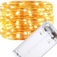 LED LAMPY DRÔTOVÉ NA DEKORACIU BATÉRIOVÉ GARLANDY TEPLEJ FARBY 20 LED