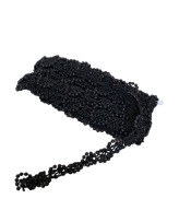 Čierna ozdobná čipka s korálkami, 1 cm x 3,75 m