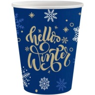 Papierové poháre Hello Winter Navy Blue, certifikované FSC, 250 ml/ 6 ks.
