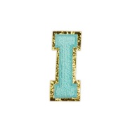PATCH LETTER I modrý azúrový glitrový nápis