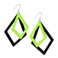 NÁUŠNICE akryl NEON polygón ZELENÝ párty RHOMBUS farebný ŠTÝLOVÝ neón