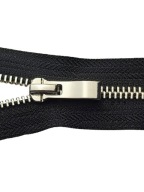 Kovový bežec na zips #5, leštený, 80 cm, čierny/nikel
