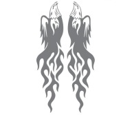 Nálepka Eagle Head Flames Silver Silver 2 ks