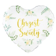 Balóniky svätého krstu Srdce Srdce Biele listy Listy 45cm 1 kus